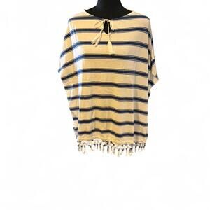 Chaps white and blue striped tassel top Size XS but runs big #tassel #striped